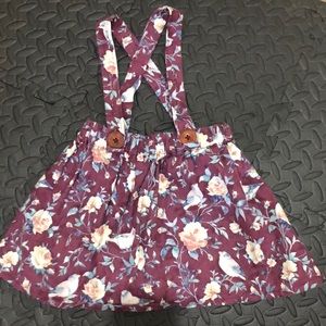 Sew Craftly floral suspender skirt 2T